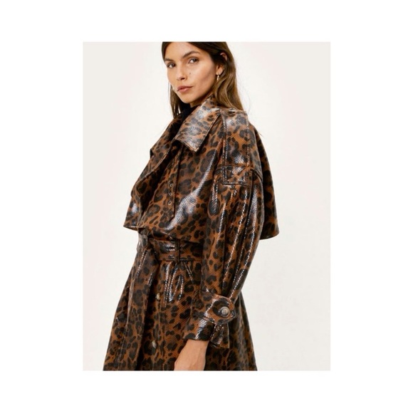 Leopard Print Women's Trench Coat - Picture 7 of 11